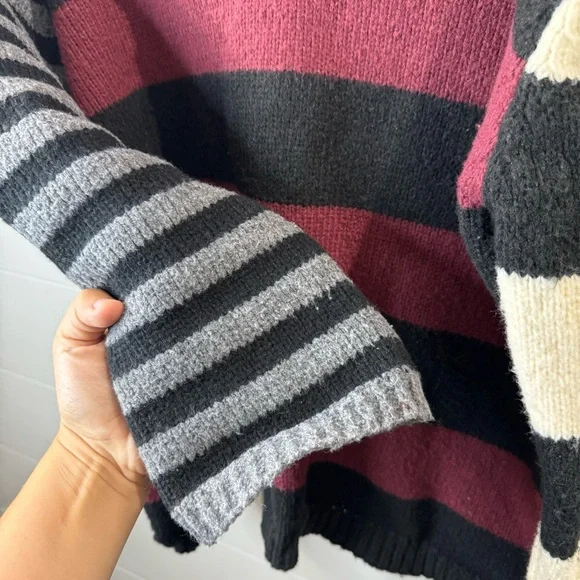 Judy Shop Striped Pull Over Sweater - Black, Red, Cream - Picture 5 of 6